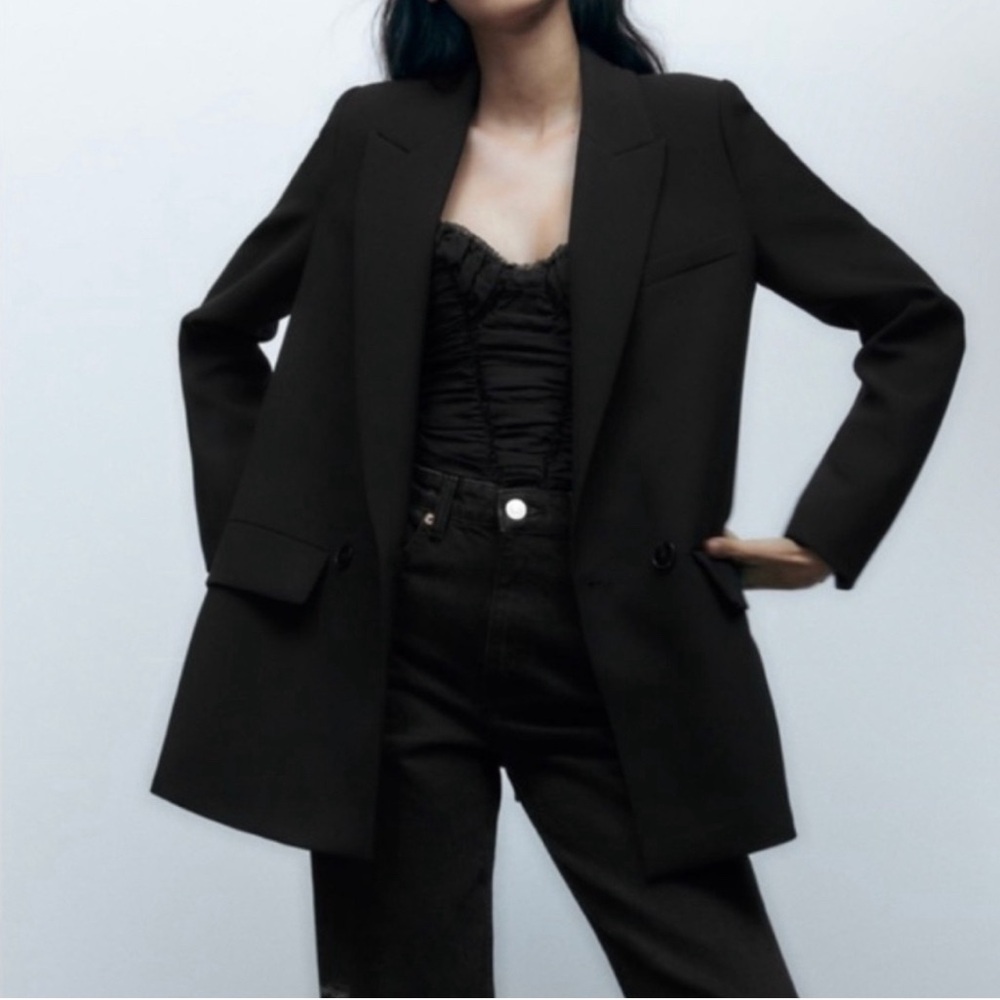 Nwot Zara Basic Flow Blazer - Black - image 1